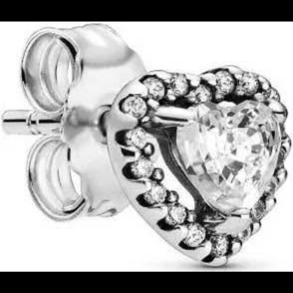 Elevated Heart Stud Earrings Sterling silver PANDORA perfect valentines gift - Picture 4 of 9